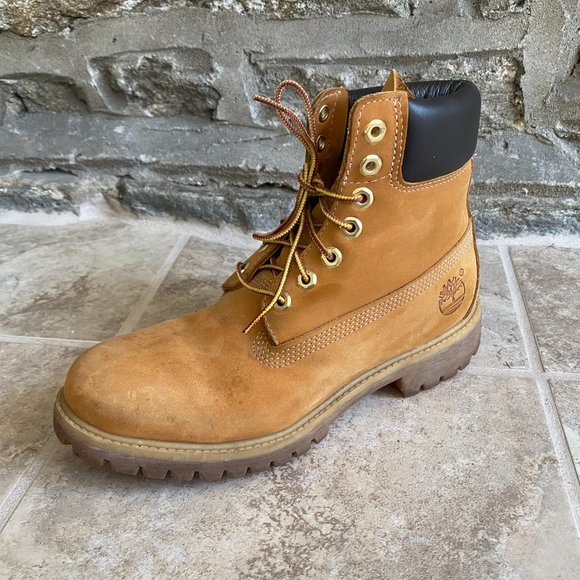 TIMBERLAND 6 Inch Waterproof Wheat Nubuck Boots 8M